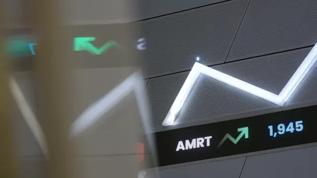 A stock market ticker display